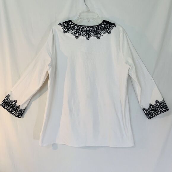 Preston & York Tunic Women 10 White Navy  Linen Embroidery Beach Vacation NWT - Picture 2 of 8